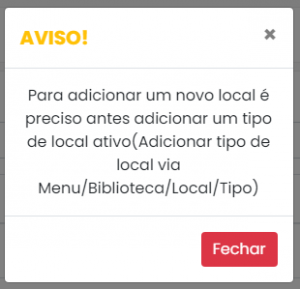 Pop-Up de aviso.